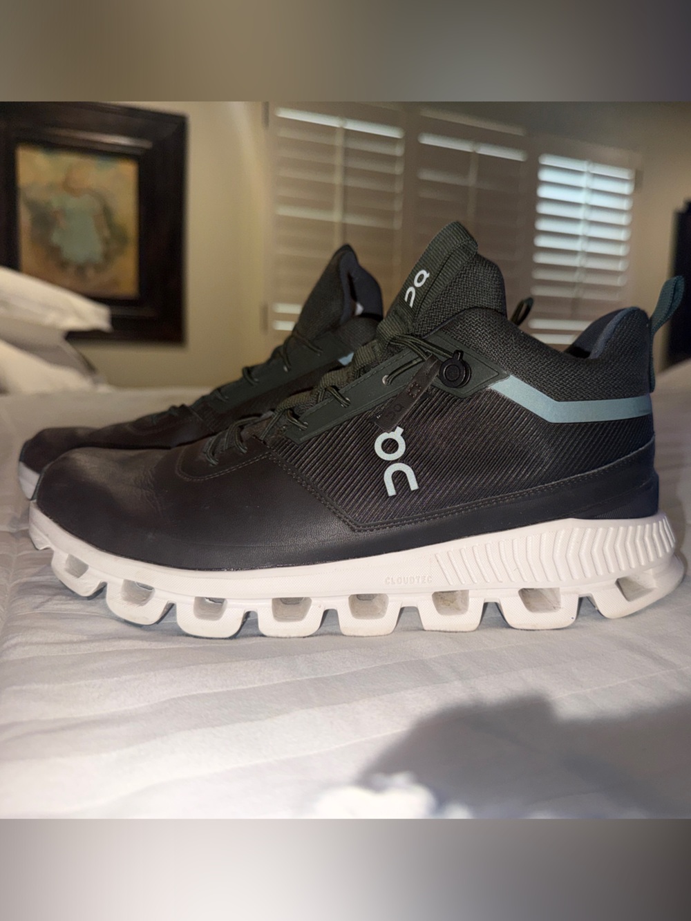 On Running Cloud Hi Waterproof Fir/Umber Athletic Shoe with White Sole